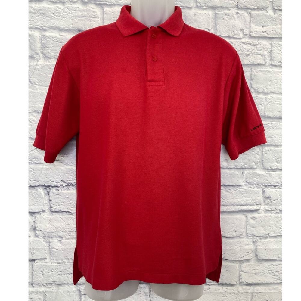 Levi’s Vintage Red Single Stitch Polo Shirt Mens Size M Short Sleeve Big E